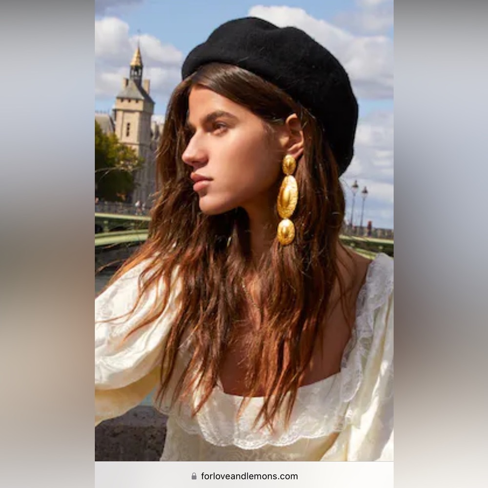 For Love and Lemons Gold Paris Earrings